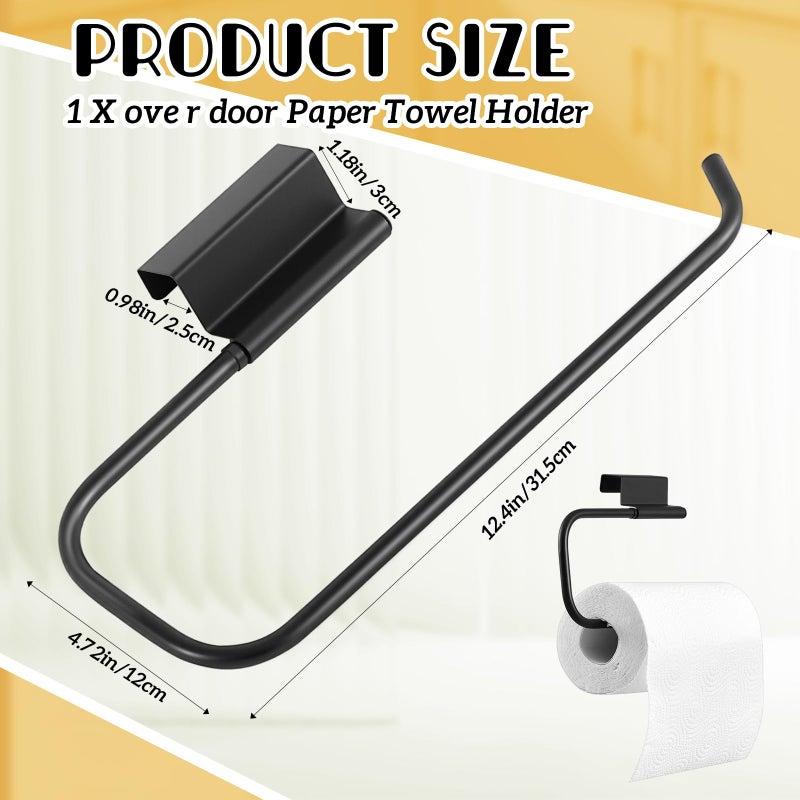 Yaocom 12.4 Inches Cabinet Door Paper Towel Holder Camper Under Sink Paper Towel Storage and Dispenser for Kitchen Bathroom Laundry Room, Stainless Steel(Black,1 Pcs) - Image 2