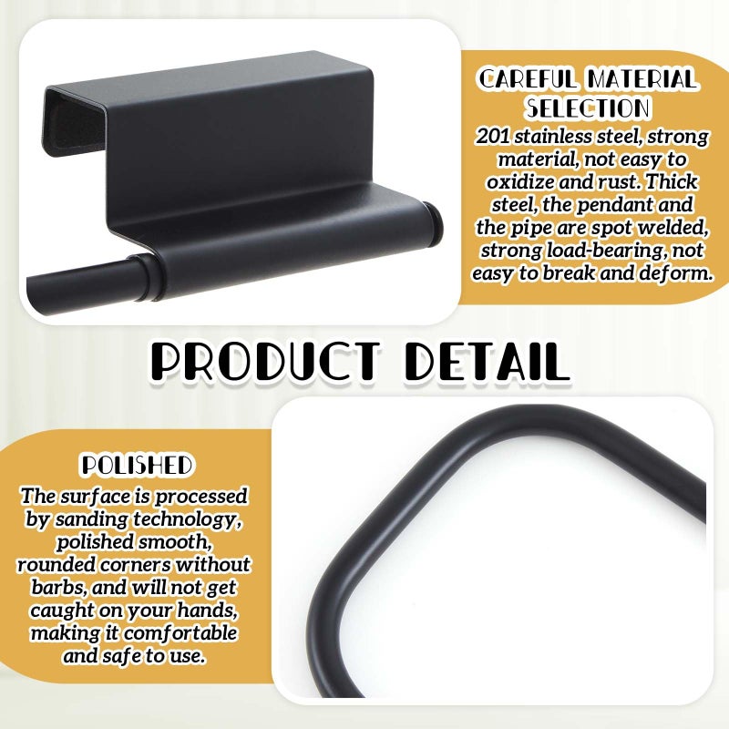 Yaocom 12.4 Inches Cabinet Door Paper Towel Holder Camper Under Sink Paper Towel Storage and Dispenser for Kitchen Bathroom Laundry Room, Stainless Steel(Black,1 Pcs) - Image 5