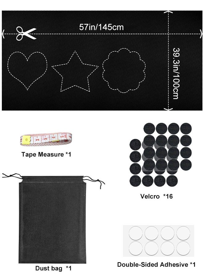 FLABOX - Portable Blackout Curtains for Bedroom Window,145*100cm Temporary Blackout Shades Curtains,100% Blackout Window Blinds Curtain for Baby Nursery,Office,Dorm and RV Travel Use-Black - Image 1