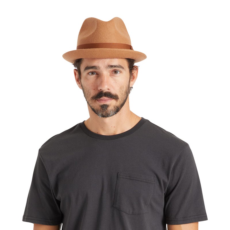 Brixton Unisex Staten Fedora One-Size Camel â€“ with Custom Grosgrain Band - Image 4