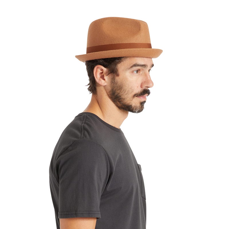 Brixton Unisex Staten Fedora One-Size Camel â€“ with Custom Grosgrain Band - Image 5
