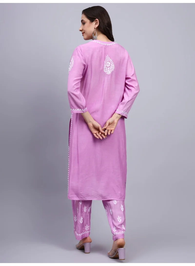 Alaya Women Hand Embroidered Chikankari Muslin Kurta Set-AL4114KS