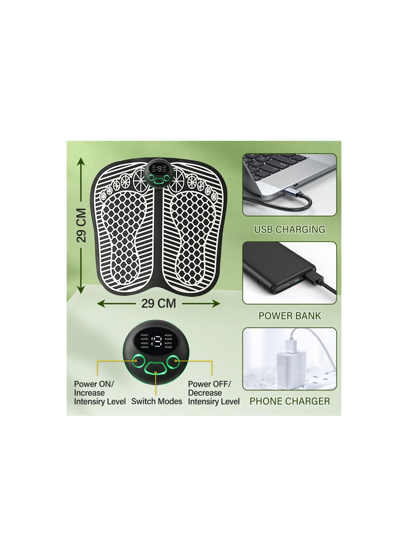 Electronic Feet Massagers, for Pain and Circulation, Foot Massager Electric Massage Mat Muscle Stimulatior Massage Mat, Folding Foot Spa and Massager 8 Modes 19 Intensities, USB Rechargeable