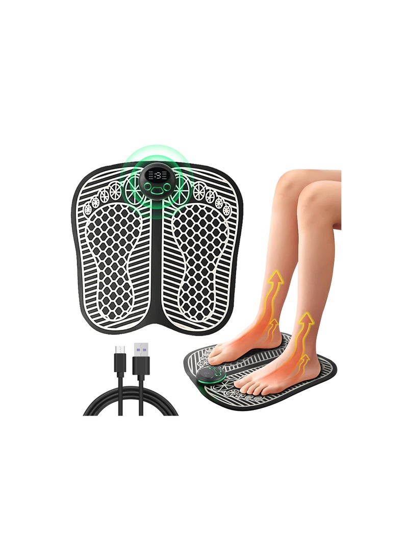 Electronic Feet Massagers, for Pain and Circulation, Foot Massager Electric Massage Mat Muscle Stimulatior Massage Mat, Folding Foot Spa and Massager 8 Modes 19 Intensities, USB Rechargeable