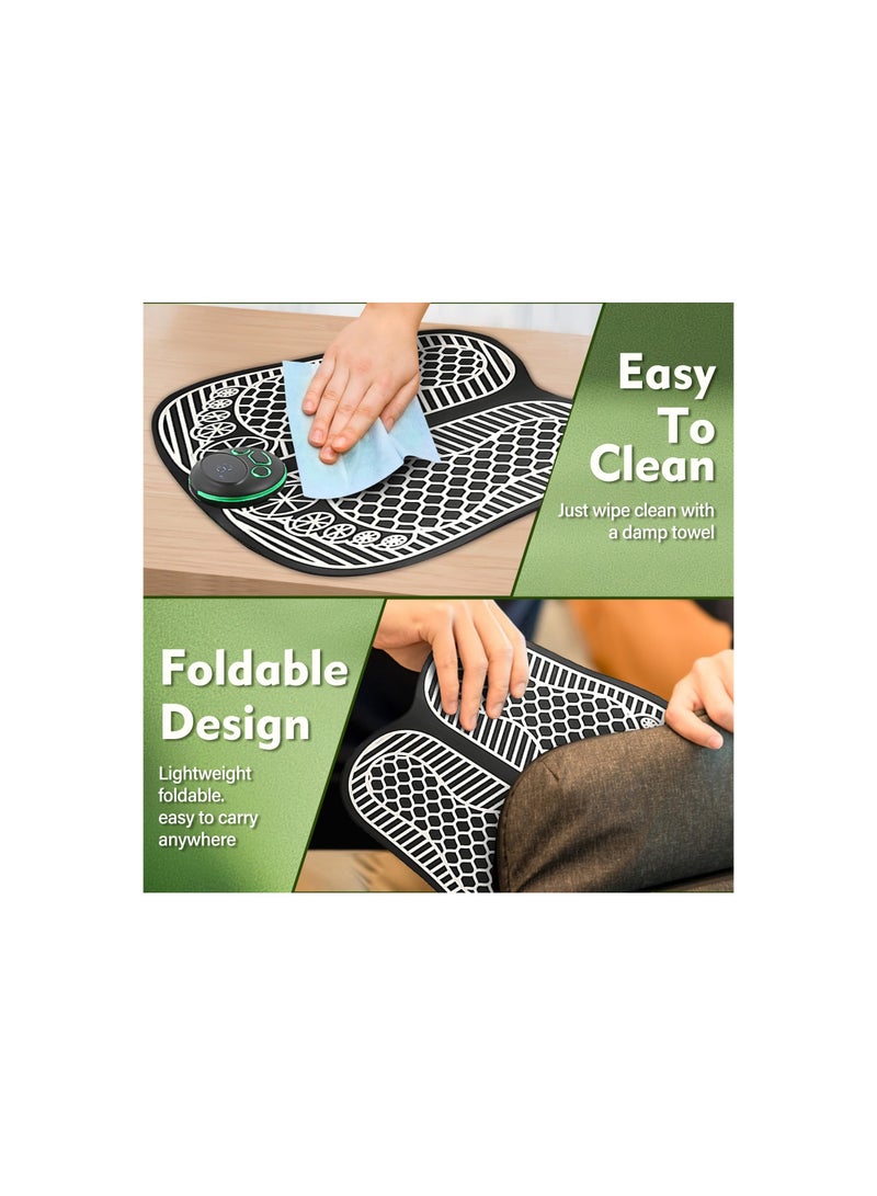 Electronic Feet Massagers, for Pain and Circulation, Foot Massager Electric Massage Mat Muscle Stimulatior Massage Mat, Folding Foot Spa and Massager 8 Modes 19 Intensities, USB Rechargeable
