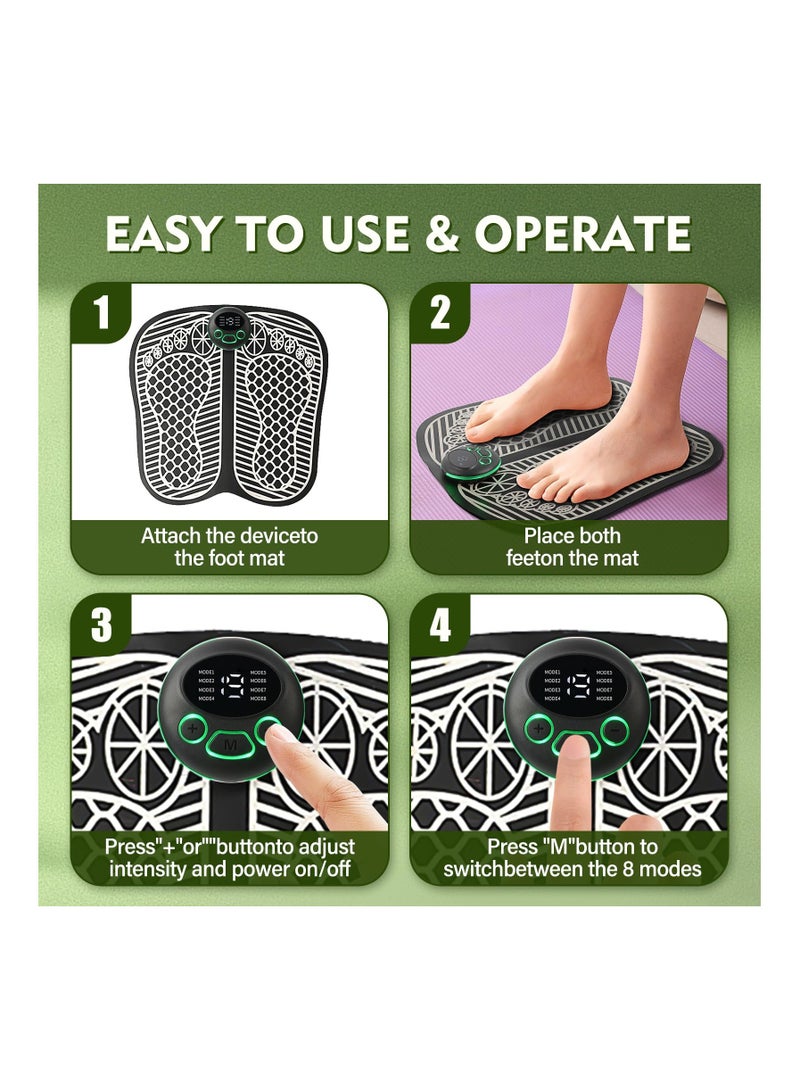 Electronic Feet Massagers, for Pain and Circulation, Foot Massager Electric Massage Mat Muscle Stimulatior Massage Mat, Folding Foot Spa and Massager 8 Modes 19 Intensities, USB Rechargeable