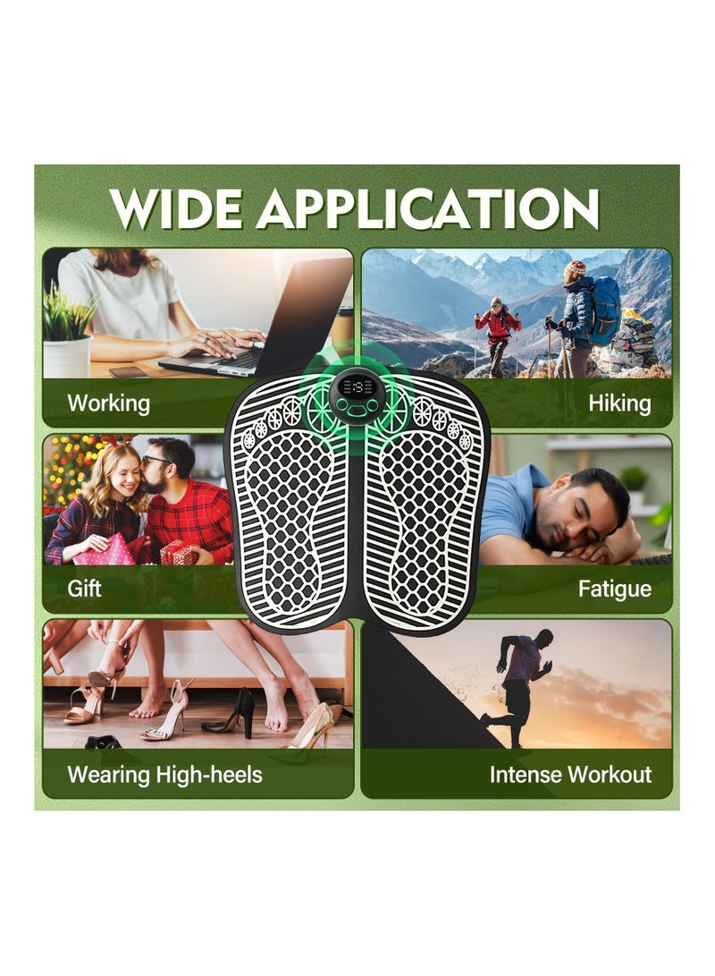 Electronic Feet Massagers, for Pain and Circulation, Foot Massager Electric Massage Mat Muscle Stimulatior Massage Mat, Folding Foot Spa and Massager 8 Modes 19 Intensities, USB Rechargeable