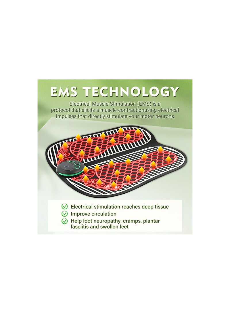 Electronic Feet Massagers, for Pain and Circulation, Foot Massager Electric Massage Mat Muscle Stimulatior Massage Mat, Folding Foot Spa and Massager 8 Modes 19 Intensities, USB Rechargeable
