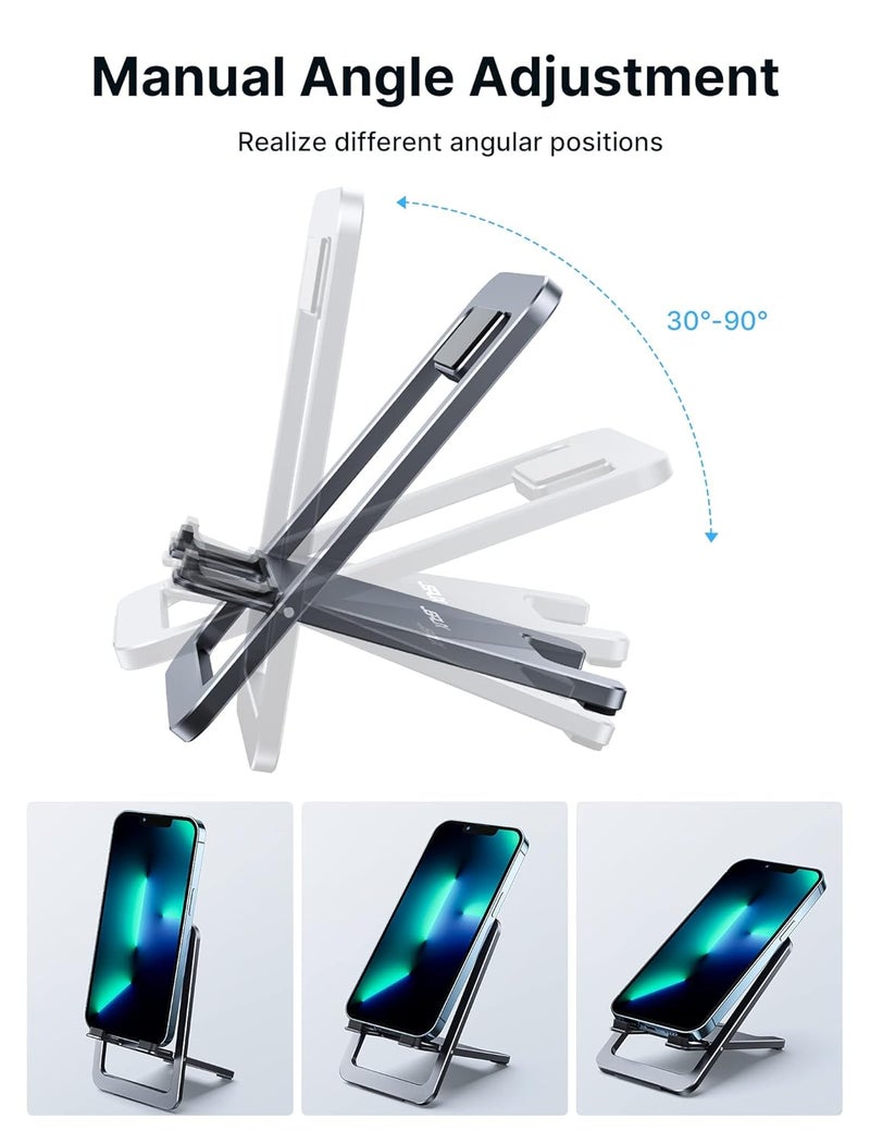jsaux Universal Mobile Stand for Desk, Foldable Aluminum Adjustable Phone Stand for Desk Smart Gadgets, Mobile Holder for Home Compatible for iPhone 16/15/14 Pro Max, Galaxy S25/S24/S23, Grey - Image 5