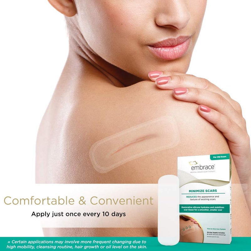 Embrace Minimize for Old Scars, Medical-Grade Silicone Scar Sheets for Hypertrophic & Keloid Scars from Surgeries, Cuts & Injuries, 4.7 Inch, Large, 30-Day Supply - Image 4