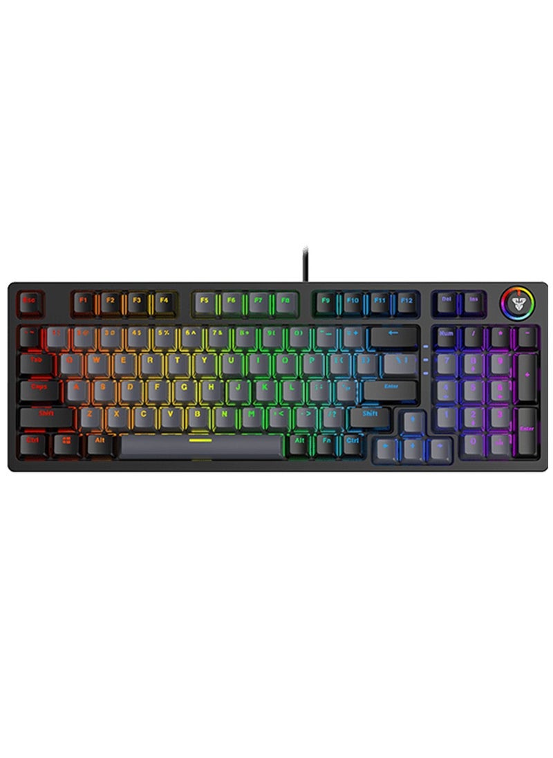 FANTECH - Mechanical Gaming Keyboard, MK890 RGB   Full size, with 10 lighting effects, blue switch, adjustable height in two steps to give comfort to the hand while playing for computer and laptop. It can be used at home, office, and personal use. - Image 1