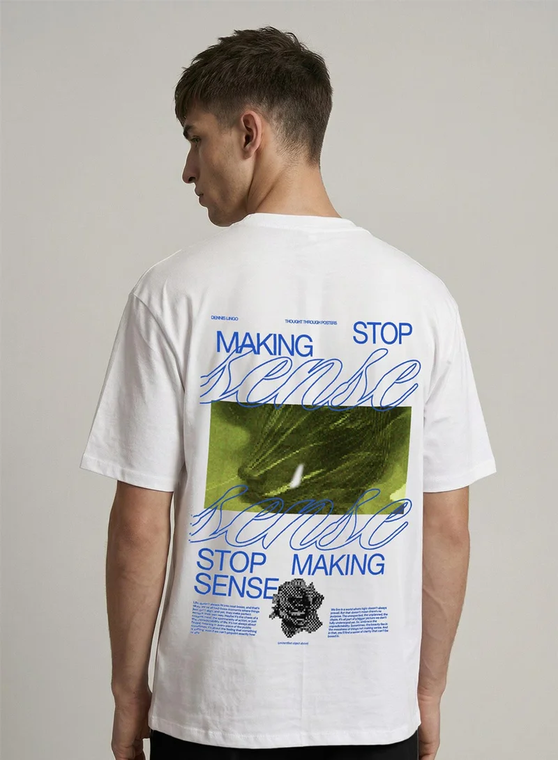 دينيس لينغو Black 100% Cotton Printed Regular Fit T-Shirt For Men