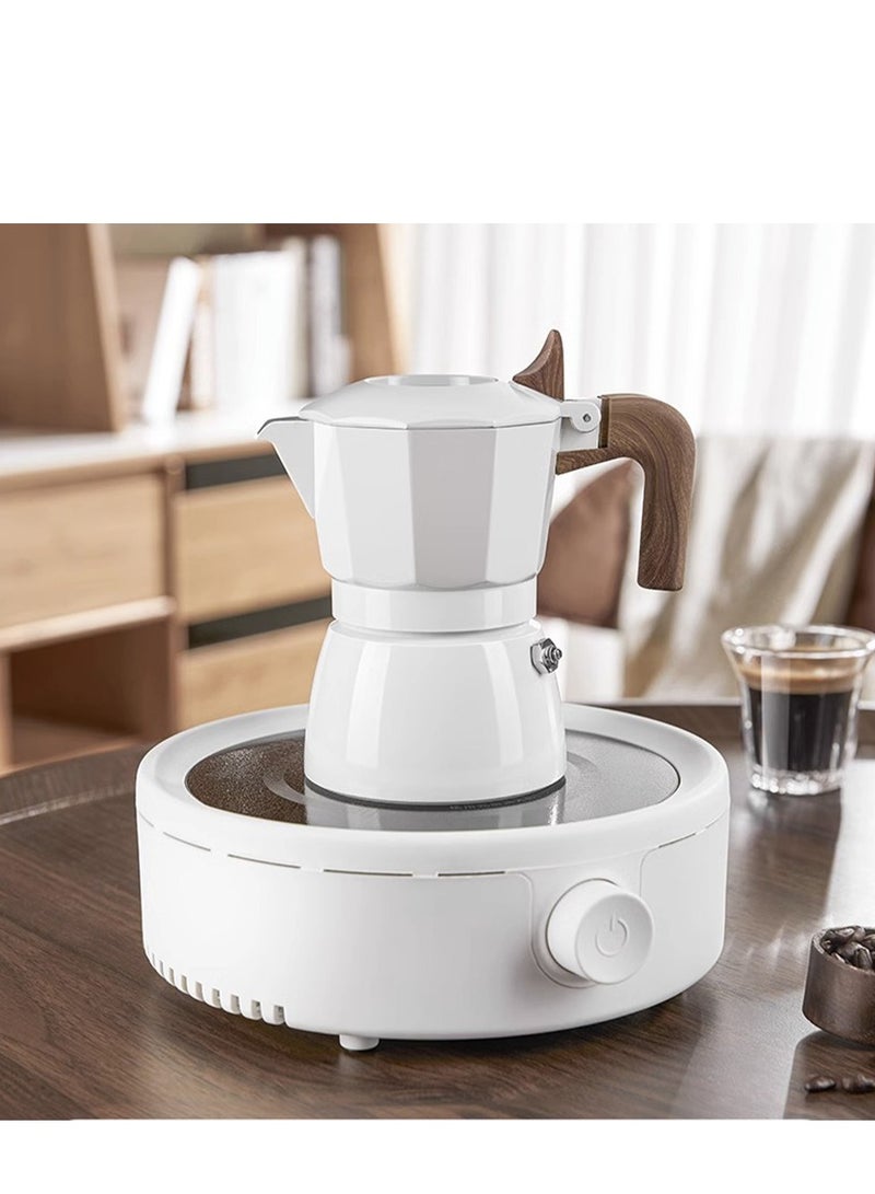 Creative Coffee Pot ,Double-valve Ceramic-Coated Mocha Coffee Machine, Espresso Equipment, Household Moka Pot , Extraction Coffee Pot for Outdoor Use 150ml Induction Cooker Available, Jungle Green - Image 4