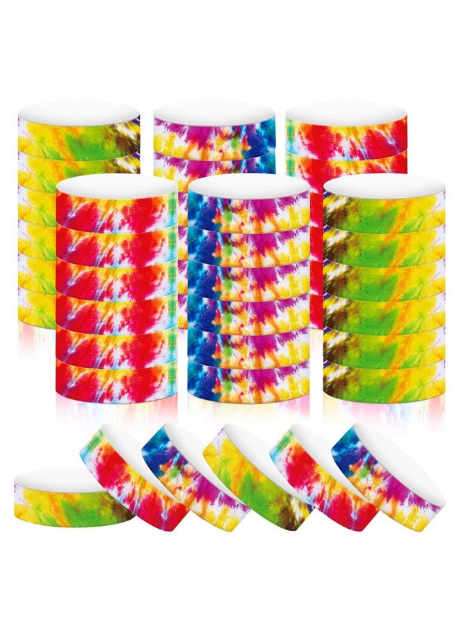 Eersida 500 Pcs Paper Wristbands For Events Tie Dye Wristbands Rainbow Bracelet Event Wristbands Bulk Adhesive Identification Wristbands Armbands For Concert Party Classroom Festivals - Image 1