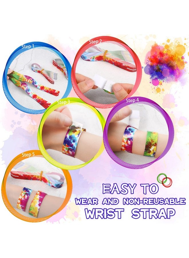Eersida 500 Pcs Paper Wristbands For Events Tie Dye Wristbands Rainbow Bracelet Event Wristbands Bulk Adhesive Identification Wristbands Armbands For Concert Party Classroom Festivals - Image 3