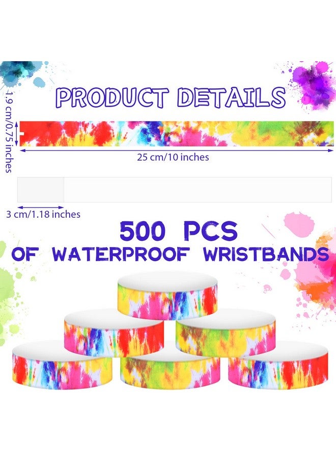 Eersida 500 Pcs Paper Wristbands For Events Tie Dye Wristbands Rainbow Bracelet Event Wristbands Bulk Adhesive Identification Wristbands Armbands For Concert Party Classroom Festivals - Image 2