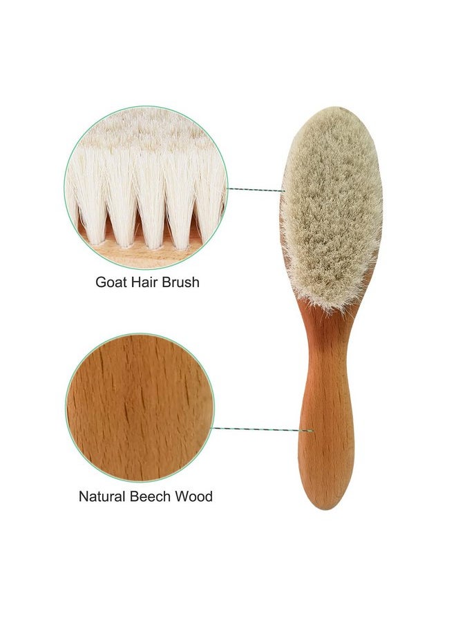Molylove Molylove 3 Piece Baby Hair Brush and Comb Set for Newborn & Toddlers- Natural Wooden Hairbrush with Soft Goat Bristles for Cradle Cap - Perfect Scalp Grooming Product for Infant, Toddler, Kids, Baby  - Image 5