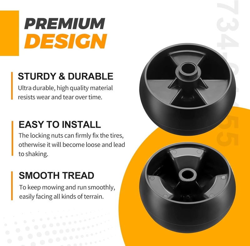 Techecook Upgraded 734-04155 Deck Wheels Fit for MTD, Cub Cadet Mower by - Replaces Toro 112-0677 72-025 210-275, Troy Bilt 938-3056 5-Inch Deck Wheel with Bolts Nuts 4 Pack - Image 4