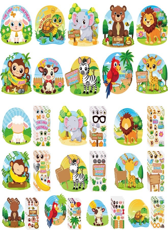 Resholder 30 Sets Safari Crafts Christian Religious Stickers Sunday School Stickers Jesus Bible Ornaments Summer DIY Jungle Animal Craft for Church Zoo Classroom Graduation Christian VBS Party Favors - Image 1