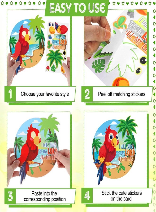 Resholder 30 Sets Safari Crafts Christian Religious Stickers Sunday School Stickers Jesus Bible Ornaments Summer DIY Jungle Animal Craft for Church Zoo Classroom Graduation Christian VBS Party Favors - Image 3