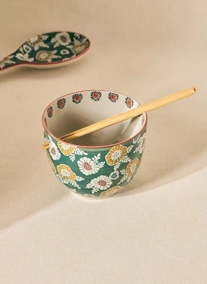 Wildflower Ramen Bowl with Chopsticks, 450ml