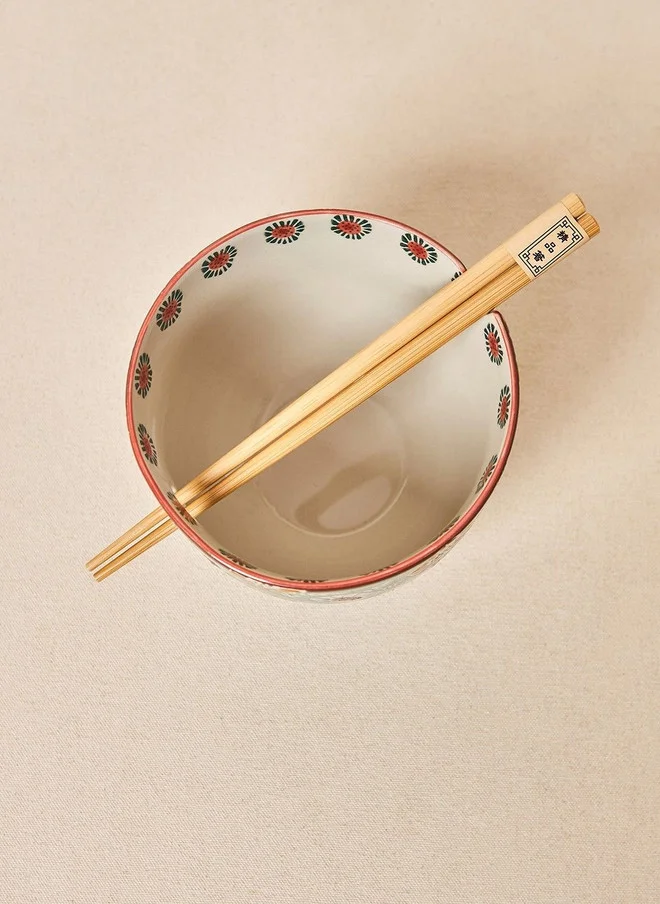 Chumbak  Wildflower Ramen Bowl with Chopsticks, 450ml  | Best Price UAE