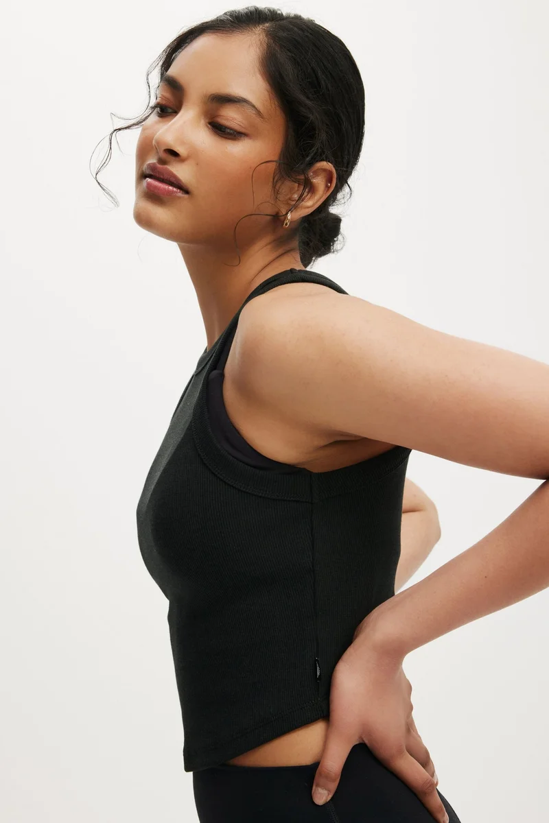 Cotton On  ACTIVE RIB CURVED HEM TANK TOP for Women | Best Price UAE