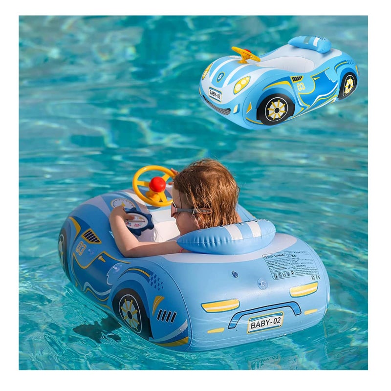 RADSHSP Baby Pool Float 3D Car Baby Floaties for Toddlers 1248 Months Heavy Duty Infant Swim Float Toddlers Pool Floats Kids Swim Floaties Swimming Pool Floats for 14 Years Toddler Floaties for Boys Girls - Image 2