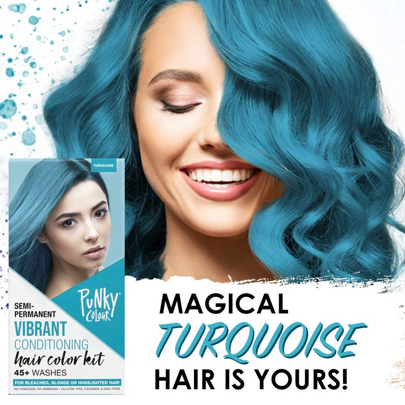 Punky Colour Box Kit Turquoise Semi Permanent Hair Color - Vegan, Cruelty-Free Conditioning Hair Dye, Lasts Up to 35 Washes - Image 2