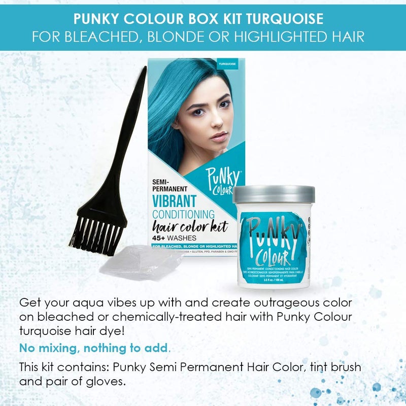 Punky Colour Box Kit Turquoise Semi Permanent Hair Color - Vegan, Cruelty-Free Conditioning Hair Dye, Lasts Up to 35 Washes - Image 3