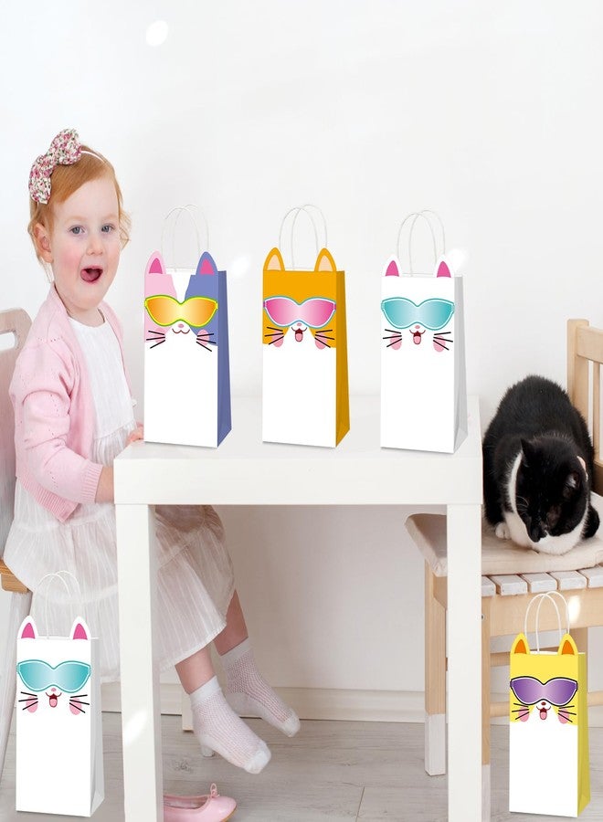 MinFyberd 24 PCS Cats Theme Party Favor Bags Kitten Birthday Party Gift Bags Super Colorful Cartoon Cats Goodie Paper Bag with Handles Cat Parties Supplies for Kids Pet Adoption Decorations Supplies - Image 5
