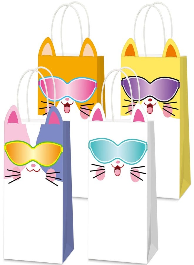 MinFyberd 24 PCS Cats Theme Party Favor Bags Kitten Birthday Party Gift Bags Super Colorful Cartoon Cats Goodie Paper Bag with Handles Cat Parties Supplies for Kids Pet Adoption Decorations Supplies - Image 1