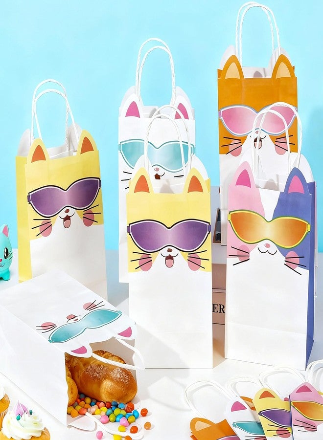 MinFyberd 24 PCS Cats Theme Party Favor Bags Kitten Birthday Party Gift Bags Super Colorful Cartoon Cats Goodie Paper Bag with Handles Cat Parties Supplies for Kids Pet Adoption Decorations Supplies - Image 4