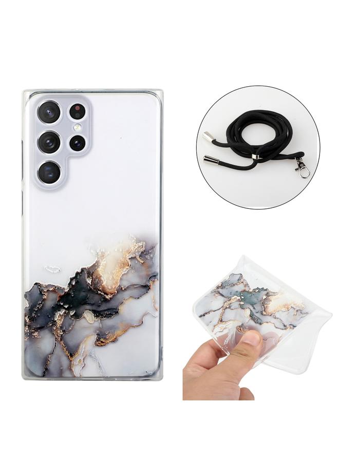 erorex Case For Samsung Galaxy S24 Ultra 5G Hollow Marble Pattern TPU Shockproof Phone Case with Rope - Image 2