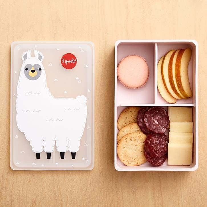 3 Sprouts Silicone Bento Lunch Box - Leakproof Lunch Box For Kids - Llama - Image 3