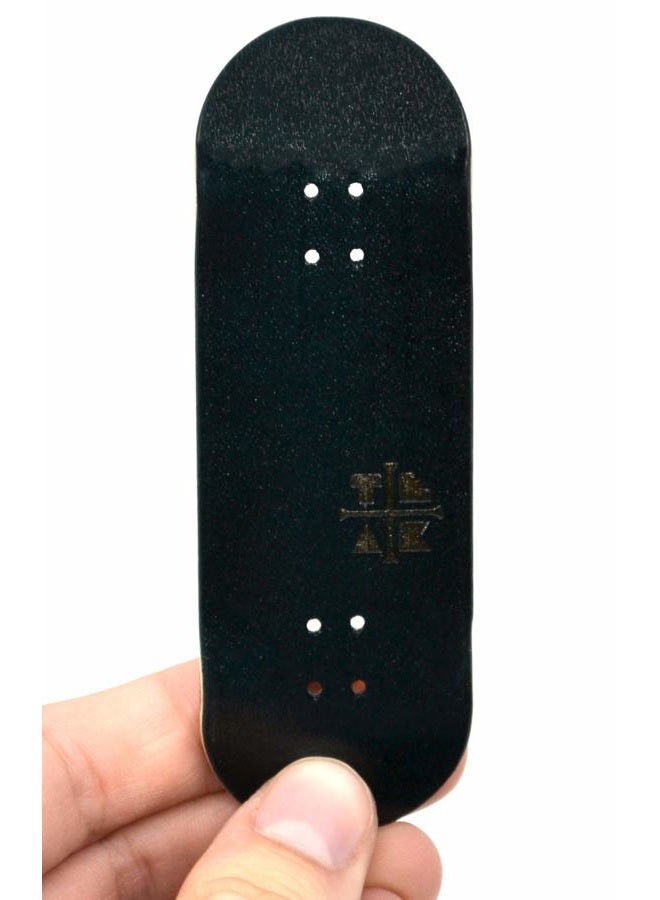 Teak Tuning Prolific Complete Fingerboard with Upgraded Components - Pro Board Shape and Size, Bearing Wheels, Bushings and Trucks - 32mm x 97mm Handmade Wooden Board - All Blacks Edition - Image 3