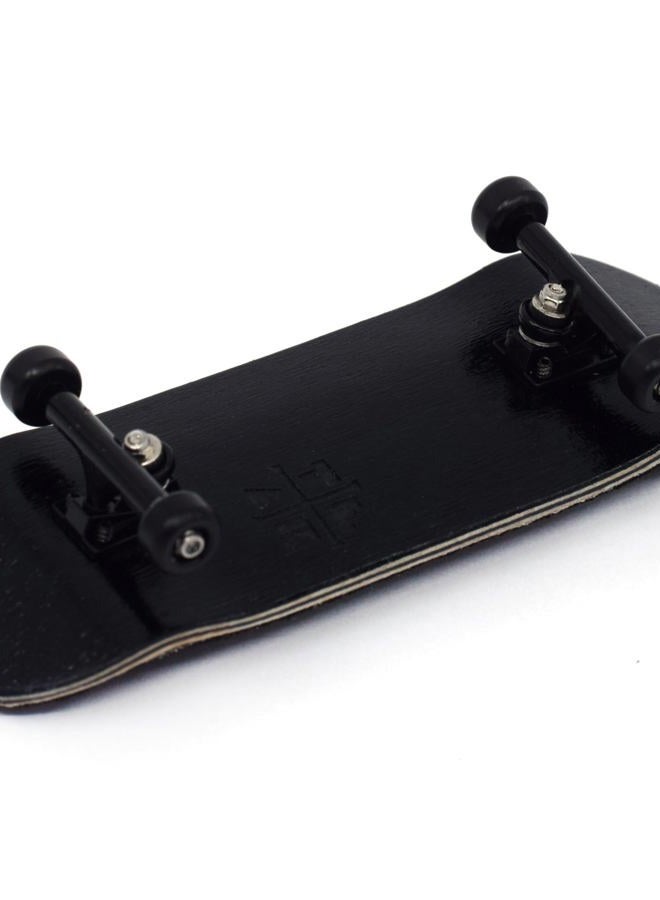 Teak Tuning Prolific Complete Fingerboard with Upgraded Components - Pro Board Shape and Size, Bearing Wheels, Bushings and Trucks - 32mm x 97mm Handmade Wooden Board - All Blacks Edition - Image 2