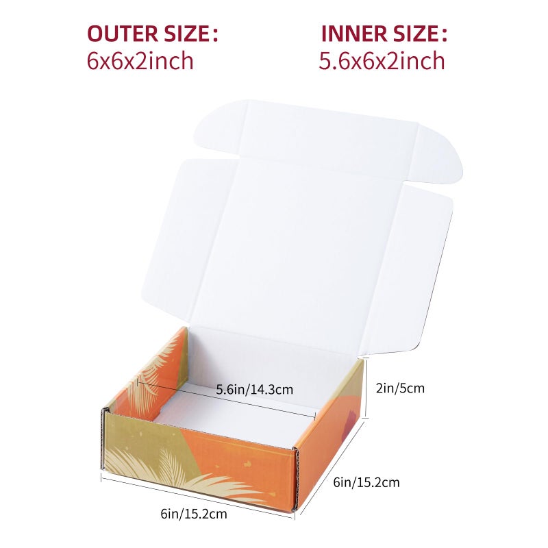 soxuding 25 Pack Hawaiian Small Shipping Boxes For Small Business  6X6X2In Colorful Dolphins Palm Trees Flowers Floral Cardboard Boxes For Packaging - Image 2