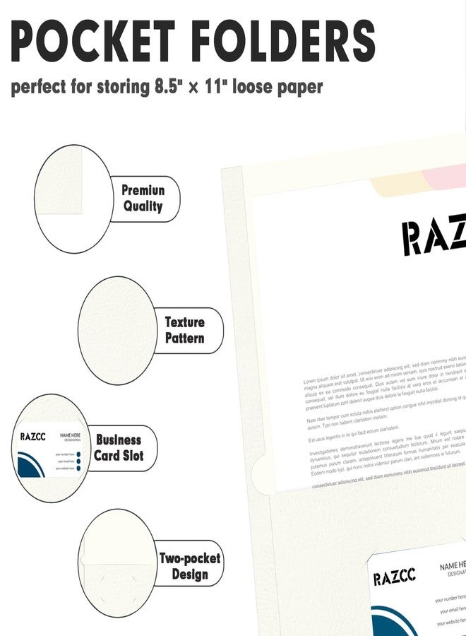 RAZCC Two Pocket Folders, RAZCC 50 Pack 2 Pocket Folders Fit Letter Size Paper, Paper Folders with Pockets for School Office Business Home (White) - Image 3
