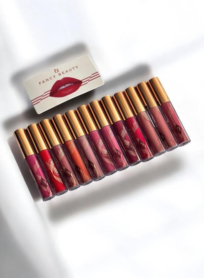 فانسي بيوتيز أحمر شفاه سائل ثابت 12 لون – تغطية مثالية ولمسة فاخرة بغطاء ذهبي - Image 2