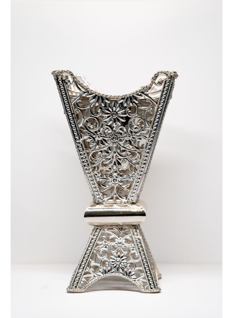March Thirty Premium Silver Bakhoor Burner – Arabic Mabkhara for Oud & Incense – Traditional Metal Design - Image 2