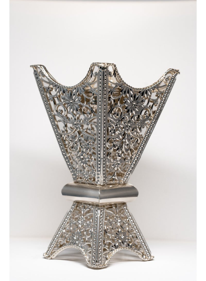 March Thirty Premium Silver Bakhoor Burner – Arabic Mabkhara for Oud & Incense – Traditional Metal Design - Image 1