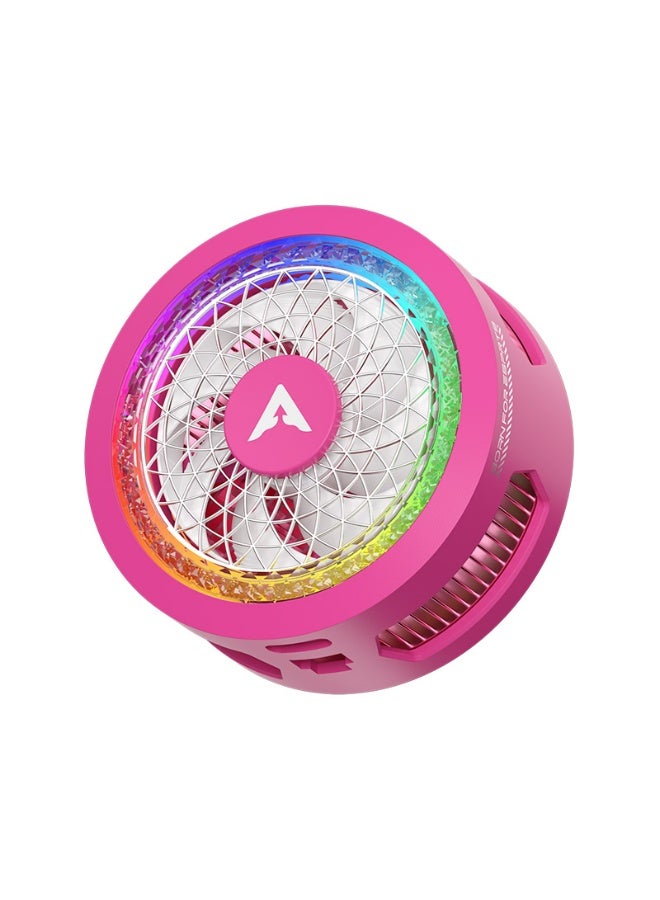 PIVA B3 Magnetic Phone Cooler 25W High Power Semiconductor Radiator with Detachable Back Clip, Smart Anti-Condensation Temperature Control RGB Cooling Fan for iPhone 15 14 13 Pro Max, iPad Tablet, Android Gaming Device, Prevent Overheating for PUBG Mobile - Rose Pink - Image 1