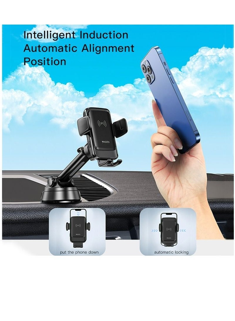 Yesido - Yesido C188 15W Automatic Induction Wireless Charging Car Holder(Black) - Image 1