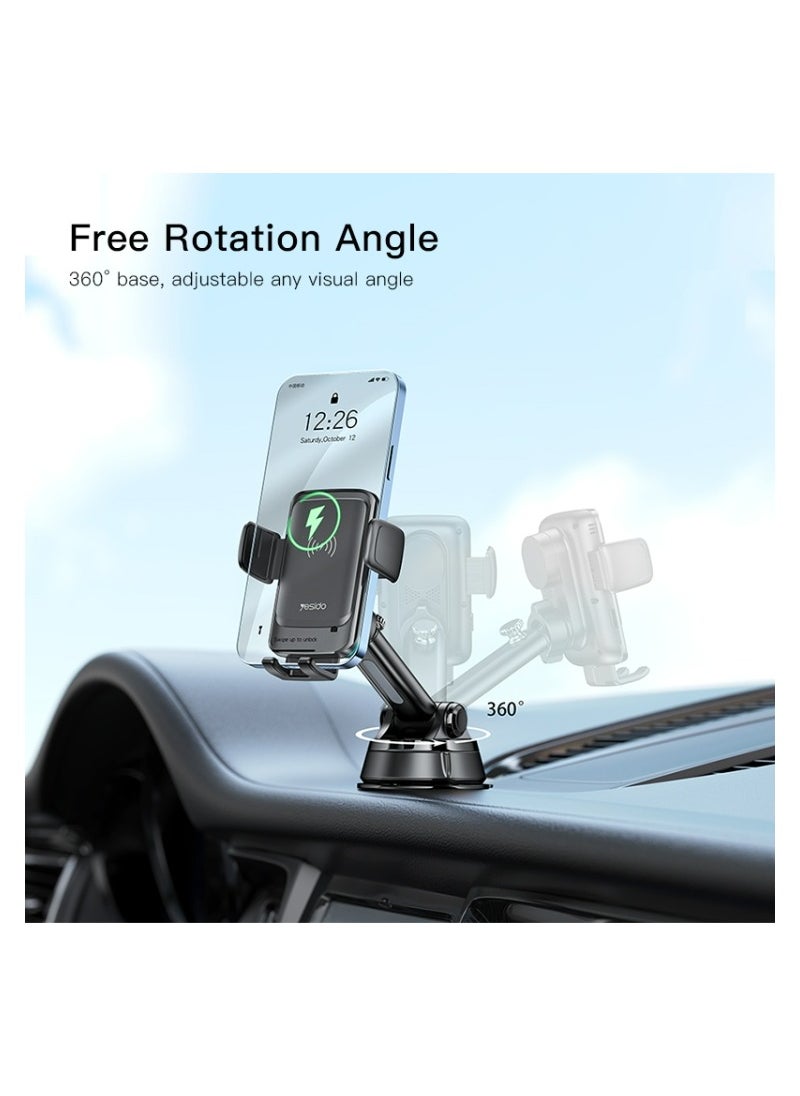Yesido - Yesido C188 15W Automatic Induction Wireless Charging Car Holder(Black) - Image 1