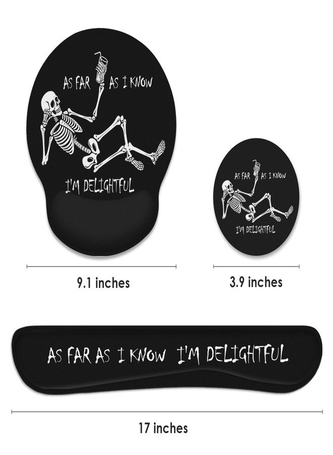 Britimes Skull Skeleton Black Mouse Pad 3pcs Set with Wrist Support Non-Slip Rubber Base Ergonomic Pad,Funny Mouse Wrist Cushion Support and Coasters for Home Office Gaming Easy Typing & Pain Relief - Image 2