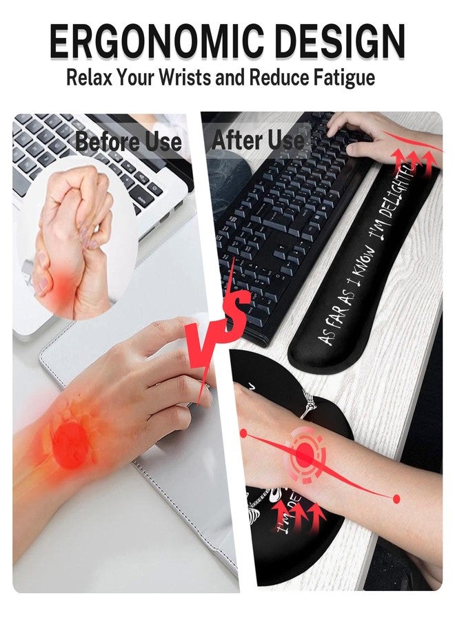 Britimes Skull Skeleton Black Mouse Pad 3pcs Set with Wrist Support Non-Slip Rubber Base Ergonomic Pad,Funny Mouse Wrist Cushion Support and Coasters for Home Office Gaming Easy Typing & Pain Relief - Image 5