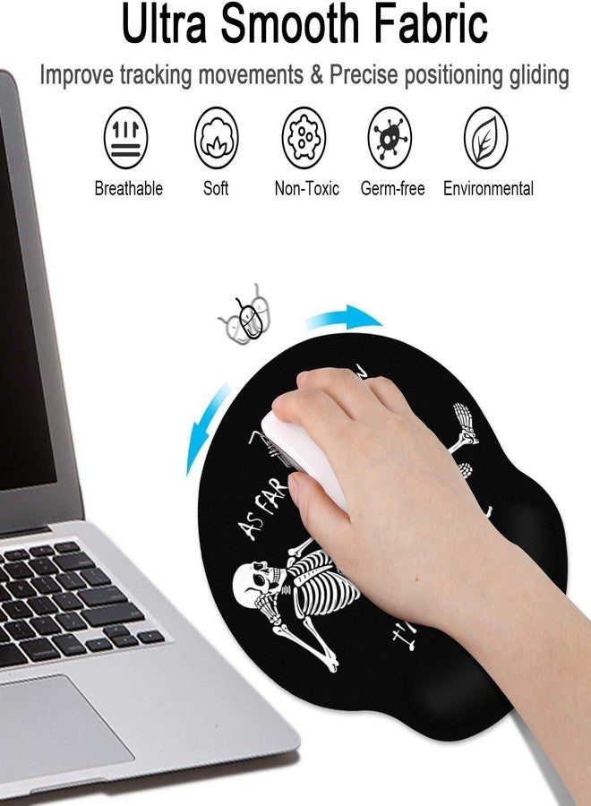 Britimes Skull Skeleton Black Mouse Pad 3pcs Set with Wrist Support Non-Slip Rubber Base Ergonomic Pad,Funny Mouse Wrist Cushion Support and Coasters for Home Office Gaming Easy Typing & Pain Relief - Image 4