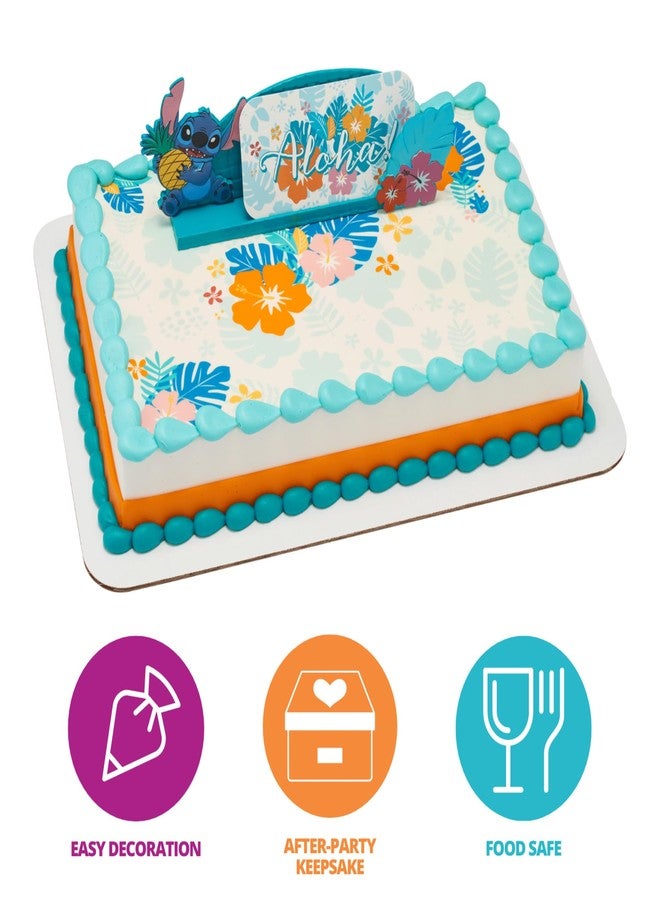 ديكوباك غطاء كعكة ألوها من ديكوسيت® بتصميم غرزة ديزني، مع حامل صورة أو رسالة، قابل للتخصيص | لأعياد الميلاد والاحتفالات - Image 2