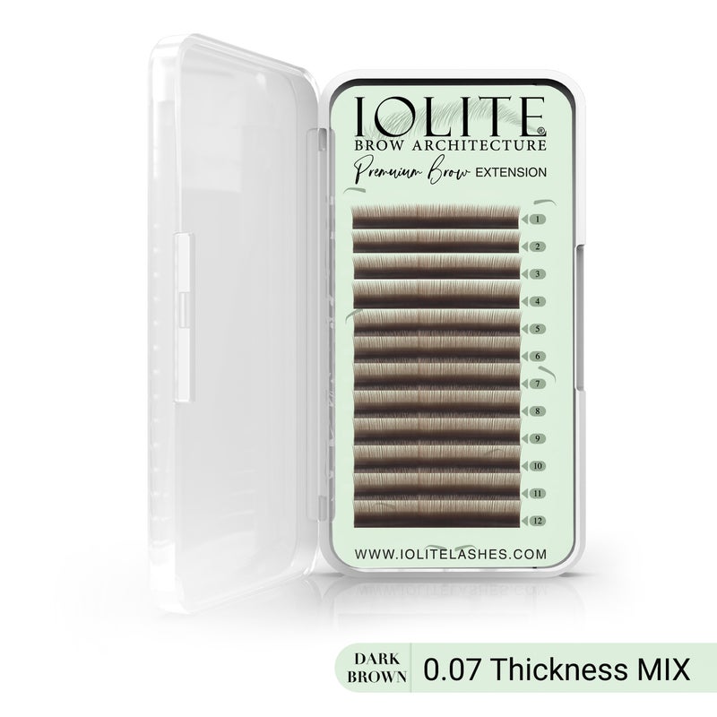 IOLITE Premium Eyebrow Extension Brow Natural False Eyebrows in Tray - Brow Extension 0.07T Thickness ; Length - 8mm, 9mm, Mix - Dark Brown - Mix